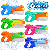 Quanquer vista frontal del pack seis pistolas ideal para fiestas