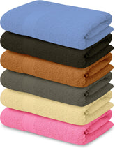 QUBA LINEN frente del paquete de seis toallas mostrando colores y tamaño práctico