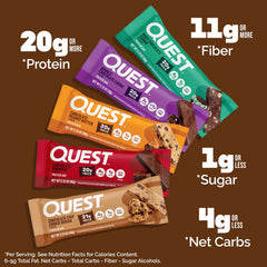 Quest barra en mano listo para consumir y aportar proteína