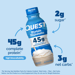 Quest batido detalle de etiqueta con macros claros y beneficios de proteína