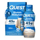 Quest batido vainilla frente del envase mostrando la marca y composición alta proteína