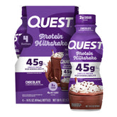Quest envase frontal con sabor chocolate, presenta altos gramos de proteína