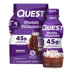 Quest envase frontal con sabor chocolate, presenta altos gramos de proteína