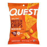 Quest 12-count box front view showing single-serve nacho cheese chips and convenience
