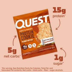 Quest close-up of cookie texture highlighting soft bite and flavor