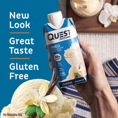 Quest shake being poured to show creamy texture and enjoyable mouthfeel