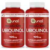 Qunol frasco frontal muestra 240 softgels y ventaja de absorción