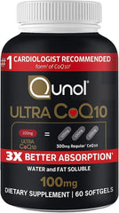 Qunol envase frontal mostrando 60 softgels y absorción mejorada