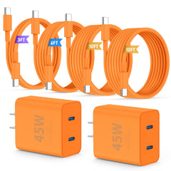 QZIIW cargador frontal 45W mostrando doble puerto, carga rápida segura