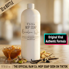 R & W Co. etiqueta con ingredientes y aroma distintivo visible
