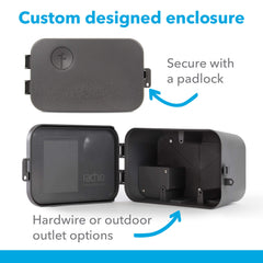 Rachio enclosure mounted on exterior wall for secure outdoor installation