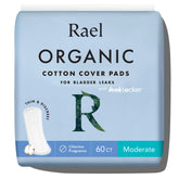 Rael front packaging showing 60-count moderate pads for reliable protection