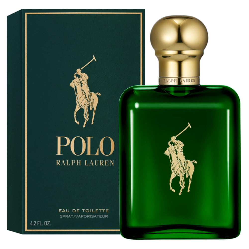 Ralph Lauren frasco frontal verde que transmite elegancia deportiva