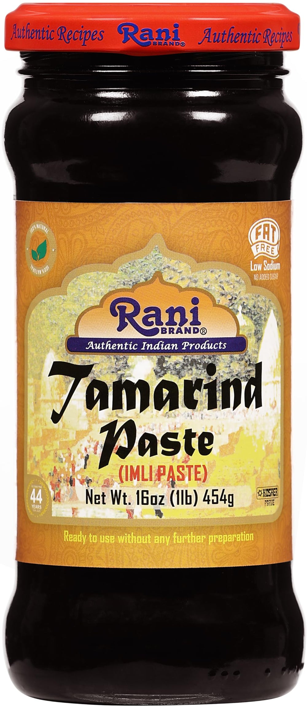 Rani frasco frontal de tamarindo en vidrio, conserva sabor auténtico