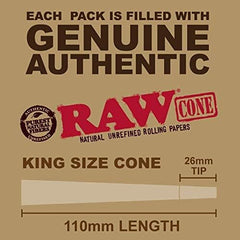 RAW paquete con 100 conos King Size Classic, suministro prolongado