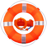 RAYBITU aro salvavidas frontal mostrando diseño y portabilidad, refuerzo visual de seguridad