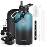 RAYMYLO vista frontal de la botella 64 oz con acabado resistente y fácil agarre
