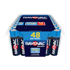 Rayovac empaque frontal mostrando 48 pilas AA y ahorro