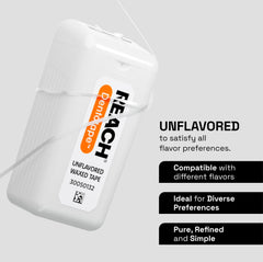 Reach dentotape uso interdental entre dientes, remueve placa visible