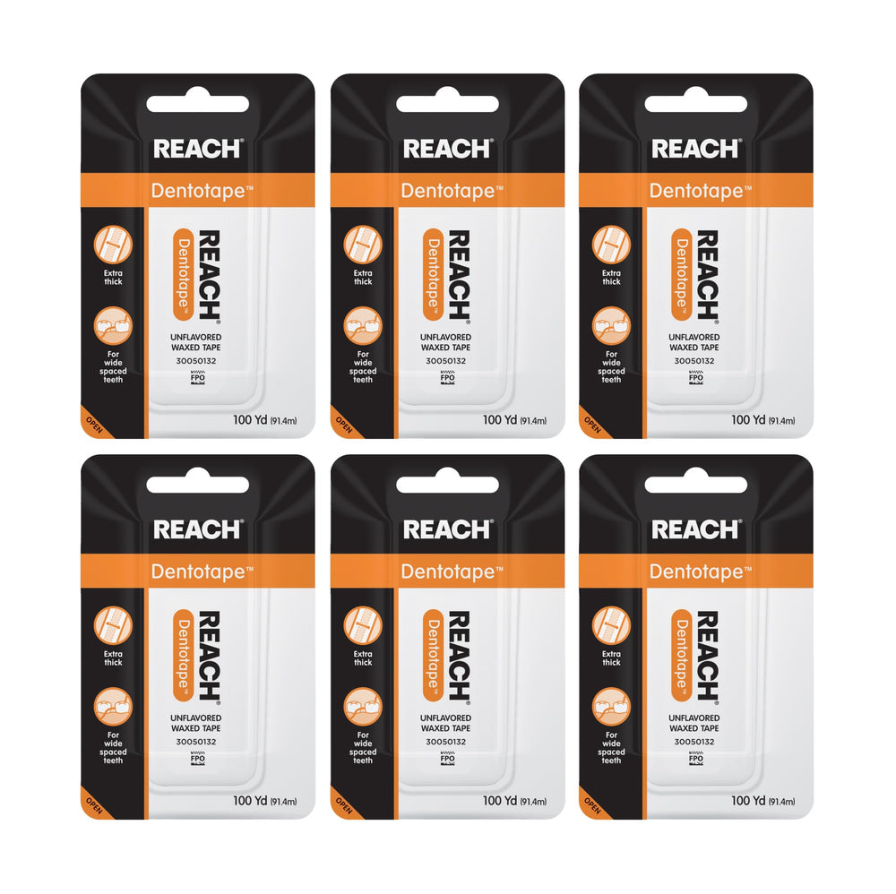 Reach dentotape vista frontal del paquete, limpieza eficaz