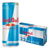 Red Bull can front view showing brand and easy recycling benefits