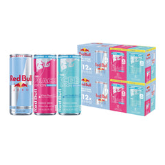 Red Bull pack variedad frontal mostrando las tres ediciones y conveniencia