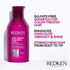 Redken champú en uso bajo la ducha mostrando cuidado del color