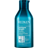 Redken champú Extreme Length frontal mostrando diseño y tamaño práctico