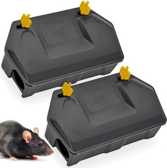 Redtop front view of bait station showing lock and durable shell protecting bait