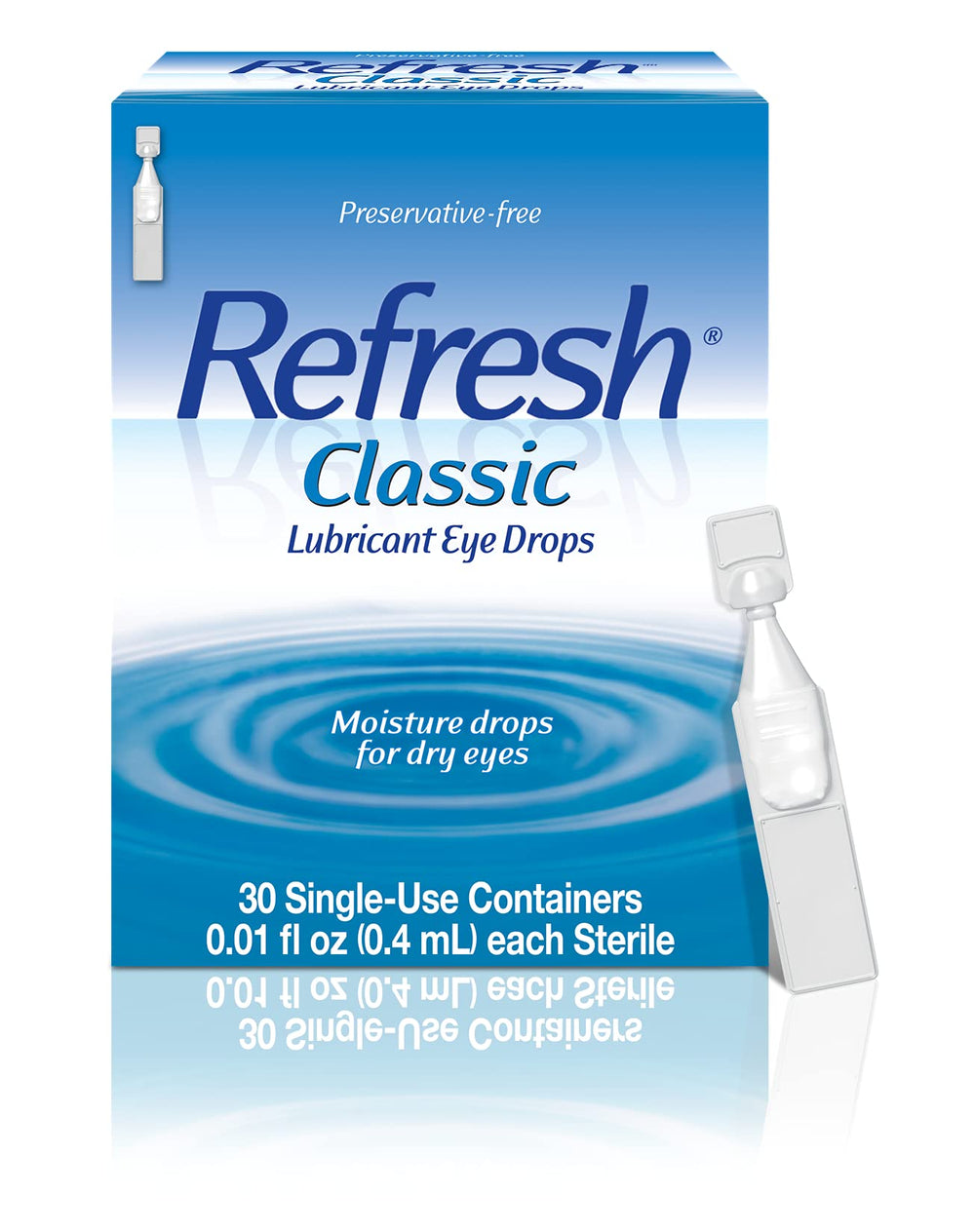 Refresh envase frontal con 30 viales mostrando portabilidad y confianza