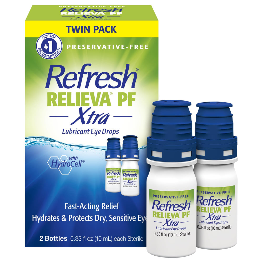 Refresh frasco frontal mostrando doble envase y pack beneficioso