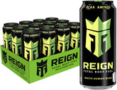 Reign lata White Gummy Bear vista frontal mostrando etiqueta y beneficios