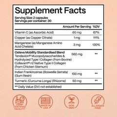 Rejuveen Osteva etiqueta con ingredientes clave y beneficios