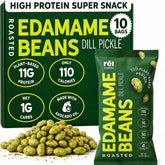 Rel Snacks empaque frontal mostrando 10 sobres, práctico y alto en proteína