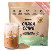 Renude chagaccino frente del empaque mostrando caja y 30 sobres, práctico para viajes