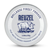 REUZEL frasco frontal mostrando diseño y tamaño práctico