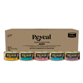 Reveal pack frontal 30 latas que muestra variedad y conveniencia para propietarios