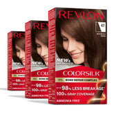 Revlon ColorSilk caja frontal mostrando tono 47 y beneficio cobertura completa