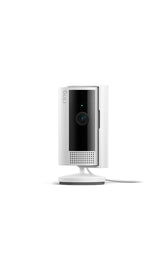 Ring Indoor Cam vista frontal con lente y diseño compacto para vigilancia clara