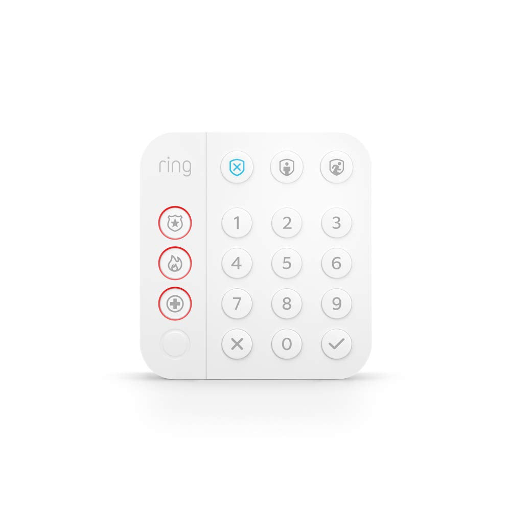 Ring keypad front view showing buttons and display for quick arming