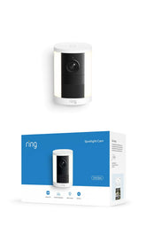 Ring cámara frontal mostrando cámara y focos, mayor seguridad visual