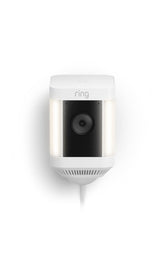Ring Spotlight Cam Plus vista frontal mostrando cámara y focos como disuasión
