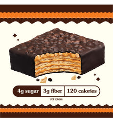 Rip Van Wafels wafer en mano para mostrar escala y tamaño de porción portable