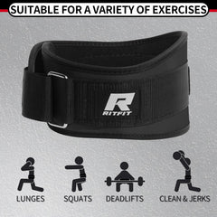 RitFit en uso durante sentadilla, soporte lumbar y técnica protegida