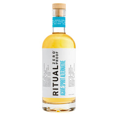 Ritual Zero-Proof vista frontal de la botella y empaque, transmite autenticidad