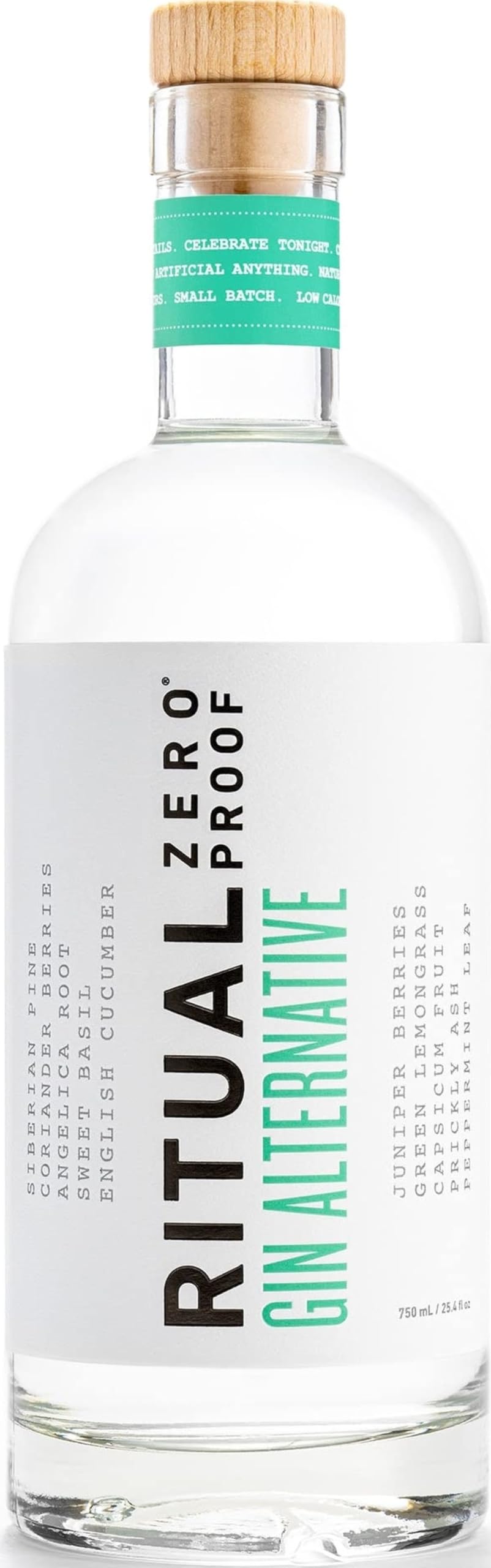 Ritual Zero-Proof frente de botella mostrando presentación y versatilidad