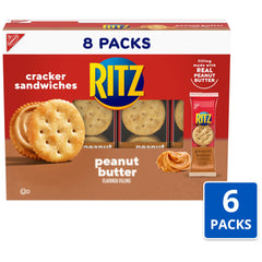 RITZ primer plano del relleno de mantequilla de cacahuate, textura apetecible