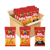 Ritz frente del surtido de nueve bolsas mostrando etiquetas y variedad, conveniencia para llevar