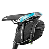 ROCKBROS bolsa sillín frontal mostrando la carcasa rígida y protección