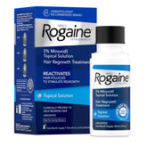 Rogaine envase frontal mostrando la botella y beneficio de uso dirigido